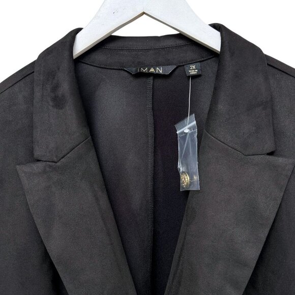 IMAN Global Chic Faux Suede Blazer Plus Size 2X Double Breasted Jacket NWOT - Picture 5 of 10